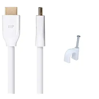 Monoprice Certified Premium HDMI Cable - White - 25 Feet with Cable Clips