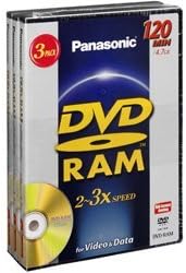 Panasonic LM-AT120LU3 DVD-RAM Discs - 3 Pack, 120 Minutes — main product image