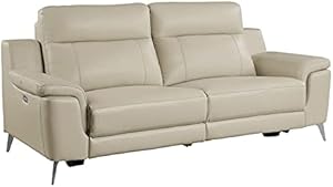 Lexicon Antonio Modern Beige Leather Power Reclining Sofa