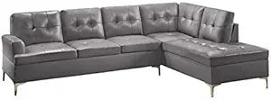 Lexicon Barrington Gray Faux Leather Sectional Sofa — main product image