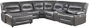 Lexicon Dyersburg Power Reclining Sectional 6-Piece Set Gray