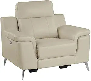 Lexicon Antonio 19" Modern Leather Power Recliner, Beige