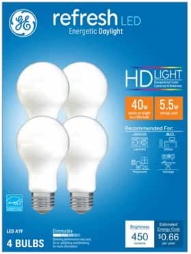 GE 93129429 LED HD Refresh Daylight A19 4-Pack