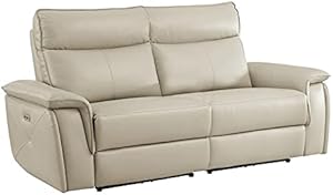 Lexicon Maroni 80" Contemporary Leather Double Reclining Loveseat Beige