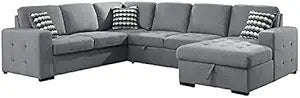 Lexicon Solomon Fabric Sectional Pull-Out Bed Gray