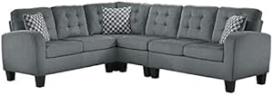 Lexicon Sinclair Gray Upholstered Reversible Sectional Sofa