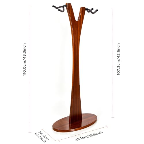 PUNK Dual Guitar Floor Stand in Solid Sapele Wood — main product image