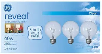 GE 11658 Reveal Globe 40W Light Bulb 3-Pack