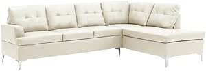Lexicon Barrington White Faux Leather Sectional Sofa