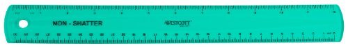 Westcott 16012 12-inch Shatterproof Transparent Ruler - Green