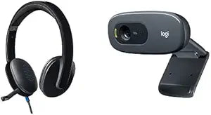 Logitech H540 USB Headset & C270 HD Webcam Bundle