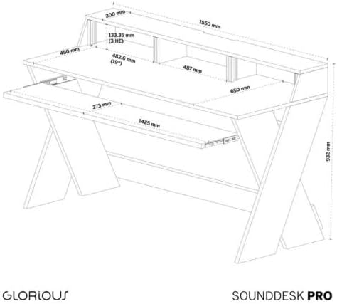Glorious AMS-SOUND-DESK-PRO-WAL Studio Desk Workstation Walnut