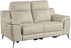 Lexicon Antonio Modern Leather Power Reclining Loveseat - Beige — main product image