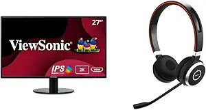 ViewSonic 27" 1440p Monitor & Jabra Evolve 65 Headset