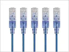 Monoprice Cat6A Ethernet Patch Cable - 1 Feet - Blue 5-Pack SlimRun