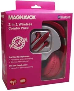 Magnavox MBH571-PK Bluetooth Headset and Earbud Combo - Pink