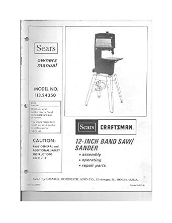 Misc 1977 Craftsman 113.24350 Band Saw/Sander Manual Reprint — main product image
