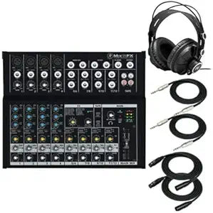 Mackie Mix12FX 12-Channel Mixer Bundle Headphones Cables