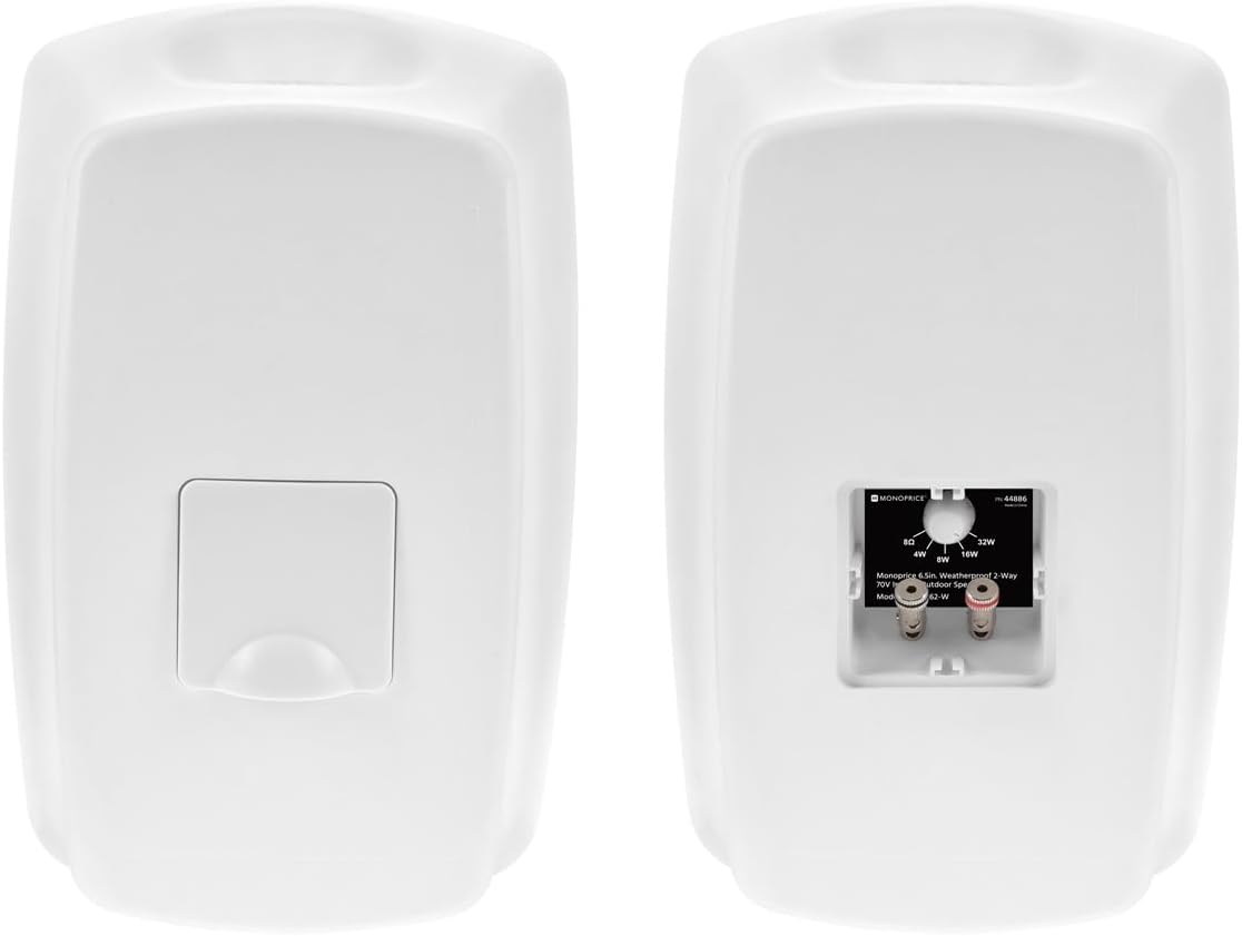 Monoprice 144886 6.5in Weatherproof Indoor/Outdoor 70V Speaker White