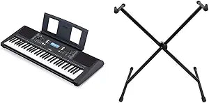 Yamaha PSRE373 61-Key Portable Keyboard Stand Bundle