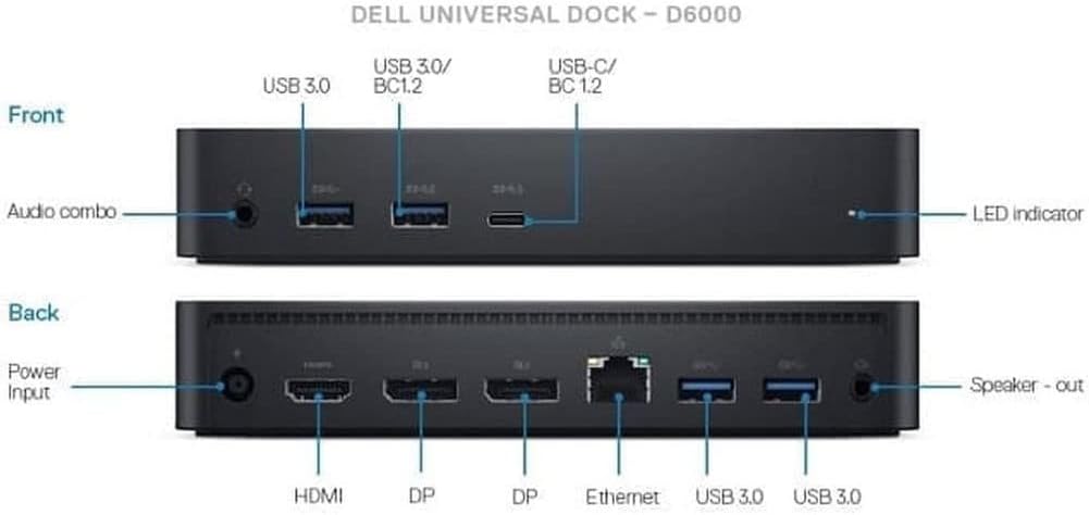 Dell DELL-D6000: Universal Docking Station, Renewed