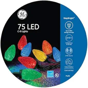 GE 90945 LED C9 Multicolor Christmas String Lights
