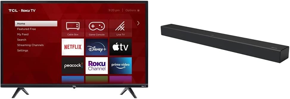 TCL 32S335 32-Inch 720p Roku Smart TV Soundbar Combo