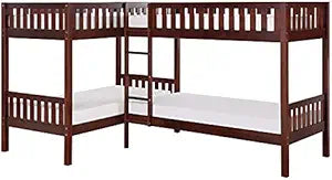 Lexicon Rowe Dark Cherry Wood Corner Bunk Bed