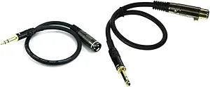 Monoprice 104759 XLR Male/Female to 1/4" TRS Cable Pair