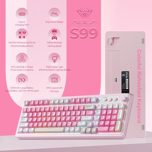 AULA S99 Wireless Pink Gaming Keyboard with Number Pad — main product image