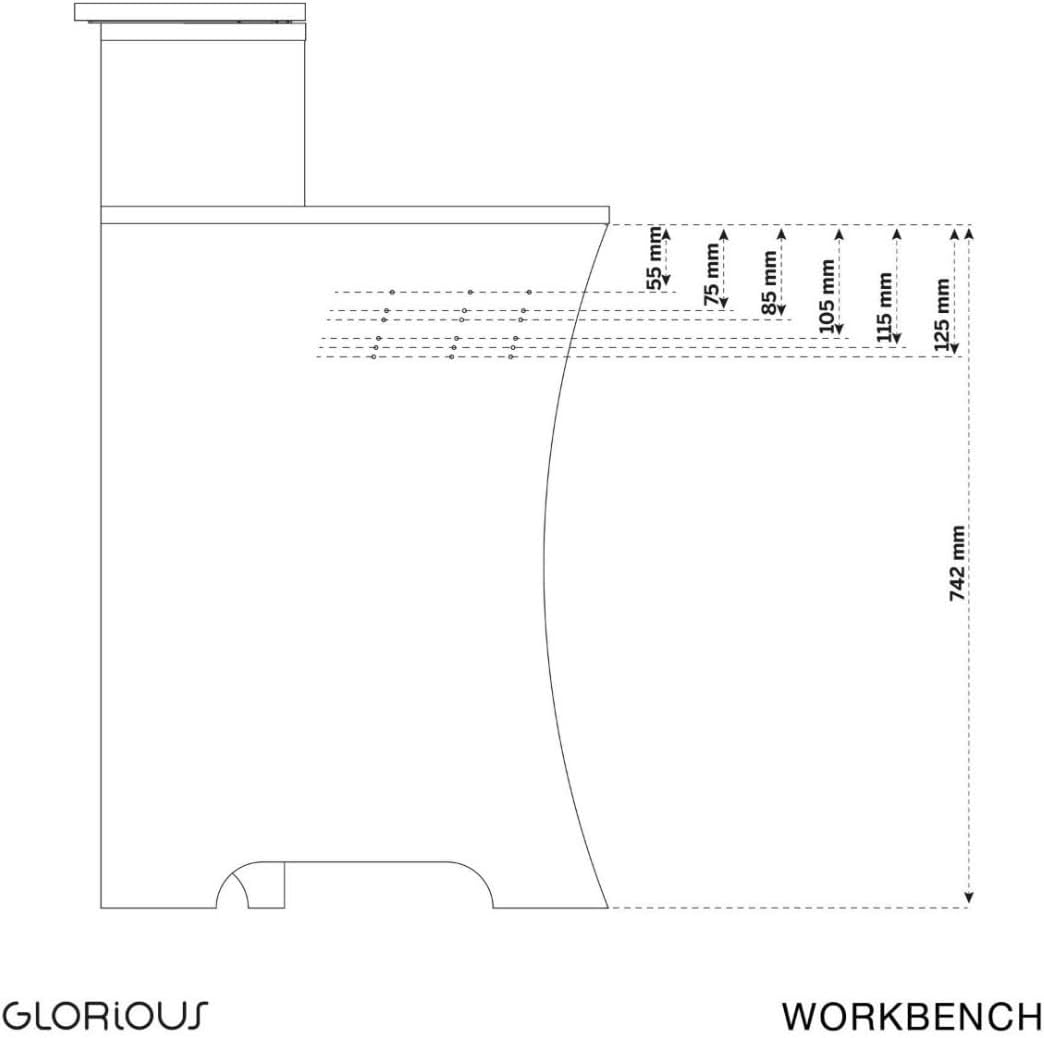 Glorious AMS-WORKBENCH-BLK Black Workbench Studio Desk