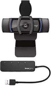 Logitech C920S HD Pro Webcam, Privacy Shutter + USB Hub