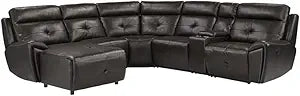 Lexicon 6-Piece Faux Leather Recliner Sectional - Brown — main product image