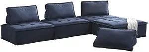 Lexicon SRS-XB13 Ulrich Modern Wood & Fabric Modular Sectional Blue — main product image