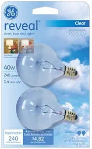 GE 48704 Reveal 40 Watt HD+ Candelabra Light Bulbs