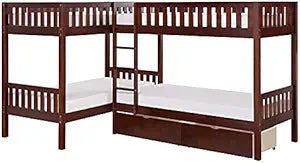 Lexicon Rowe Bunk Bed: Corner Wood Design with Storage