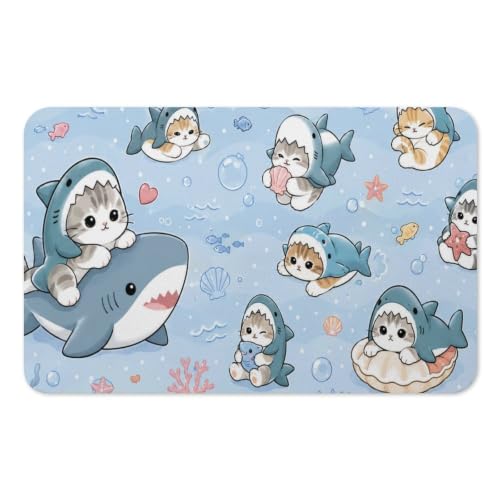 Jennirence Kawaii Cats Shark Costume Extended Mouse Pad — main product image
