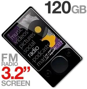 Microsoft 120GB Zune MP3/MP4 Player Black — main product image