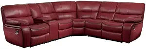 Lexicon Pecos 3PC Red Faux Leather Reclining Sectional