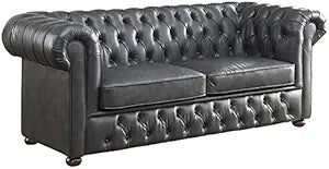 Lexicon Tiverton Chesterfield Sofa Gray Faux Leather
