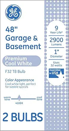 GE 32W T8 Cool White Fluorescent Bulb 2-Pack