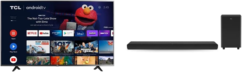 TCL 4 Series 43S434 43-Inch 4K UHD HDR Android TV Sound Bar