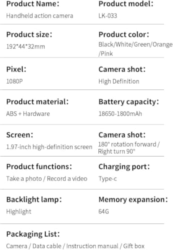 Generic Pocket Action Camera with 180° Rotatable Lens — main product image