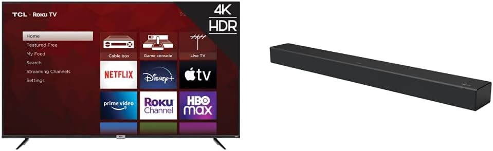 TCL 75S435 75-inch 4K Roku TV & Sound Bar Bundle