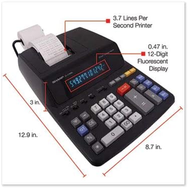 Sharp EL2196BL Standard Function Printing Calculator Black