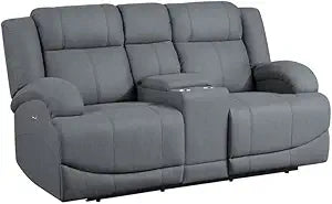 Lexicon Camryn Blue Fabric Power Reclining Loveseat