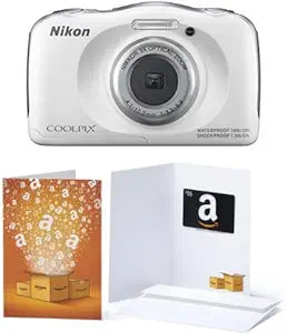 Nikon COOLPIX S33 White Waterproof Camera Bundle
