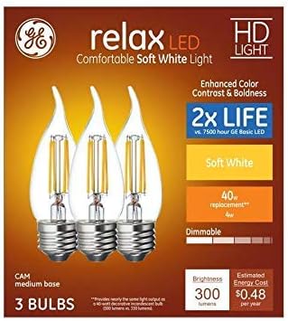 GE 42243 Relax 40W Equivalent Dimmable LED Candle Bulb (3-Pack)
