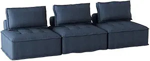 Lexicon Ulrich Modern Blue Fabric Sofa 3-Pillow