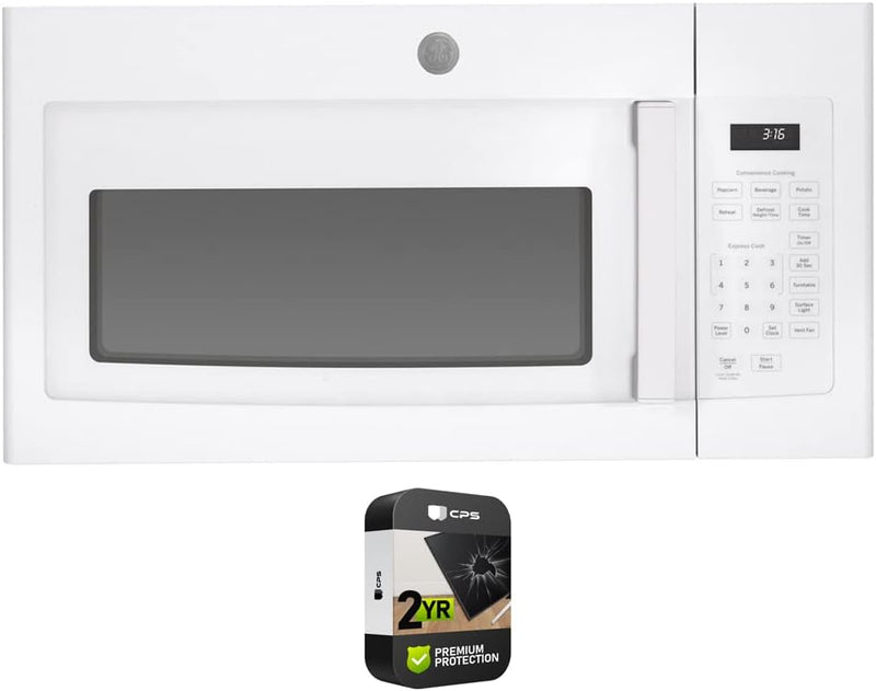 GE E99GEJVM3160DFWW 1.6 Cu. Ft. White Over-the-Range Microwave Bundle — main product image